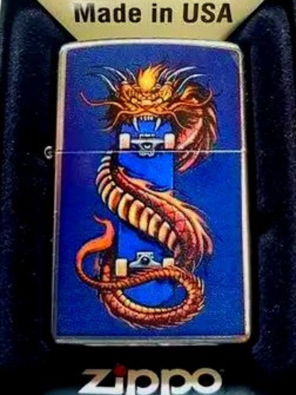 Cool Skateboarders Dragon Zippo Lighter